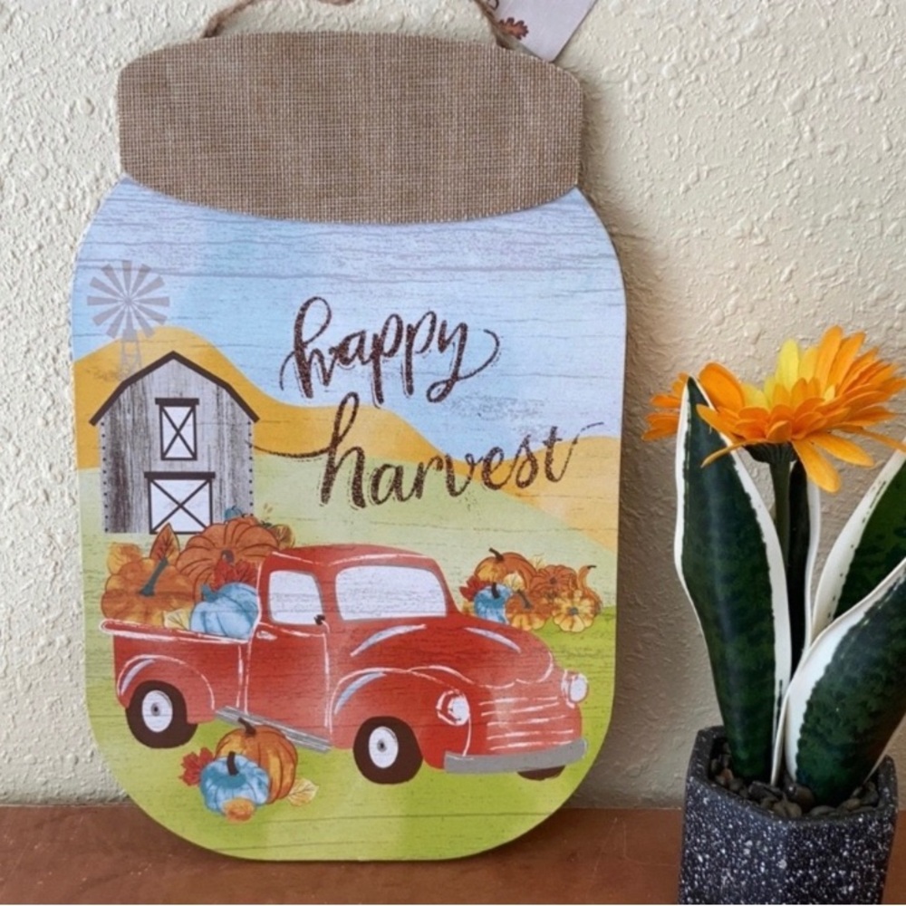 Happy Harvest Mason Jar Wall Decor NEW fall autumn front door decoration